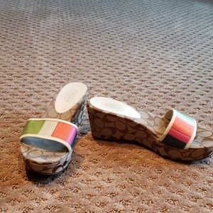 Coach colored wedge sandals
